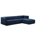 Conjure Channel Tufted Performance Velvet 4-Piece Sectional - Black Midnight Blue