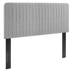 Milenna Channel Tufted Upholstered Fabric Twin Headboard - Light Gray 