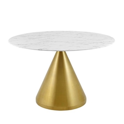 Tupelo 47" Artificial Marble Dining Table - Gold White 