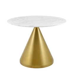Tupelo 40" Artificial Marble Dining Table - Gold White 