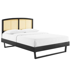 Sierra Cane and Wood Queen Platform Bed With Angular Legs - Black 