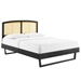 Sierra Cane and Wood Queen Platform Bed With Angular Legs - Black - MOD11606