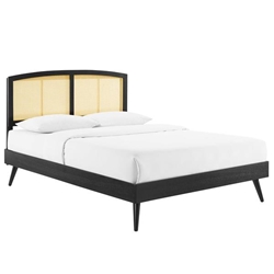 Sierra Cane and Wood Queen Platform Bed With Splayed Legs - Black 