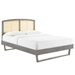 Sierra Cane and Wood Queen Platform Bed With Angular Legs - Gray - MOD11612