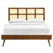 Sidney Cane and Wood Full Platform Bed With Splayed Legs - Walnut - MOD11613