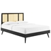 Kelsea Cane and Wood Queen Platform Bed With Splayed Legs - Black - MOD11614