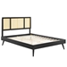 Kelsea Cane and Wood Queen Platform Bed With Splayed Legs - Black - MOD11614