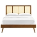 Kelsea Cane and Wood Queen Platform Bed With Splayed Legs - Walnut - MOD11615