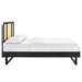 Kelsea Cane and Wood Queen Platform Bed With Angular Legs - Black - MOD11616