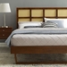 Sidney Cane and Wood Queen Platform Bed With Angular Legs - Walnut - MOD11622