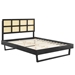 Sidney Cane and Wood Queen Platform Bed With Angular Legs - Black - MOD11624