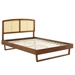 Sierra Cane and Wood Queen Platform Bed With Angular Legs - Walnut - MOD11625