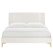 Zahra Channel Tufted Performance Velvet Queen Platform Bed - White - Style C - MOD11656