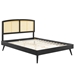 Sierra Cane and Wood Full Platform Bed With Splayed Legs - Black - MOD11713