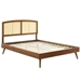 Sierra Cane and Wood Full Platform Bed With Splayed Legs - Walnut - MOD11723