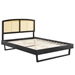 Sierra Cane and Wood Full Platform Bed With Angular Legs - Black - MOD11729
