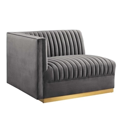 Sanguine Channel Tufted Performance Velvet Modular Sectional Sofa Left-Arm Chair - Gray 