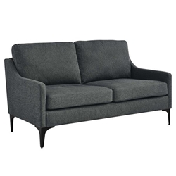 Corland Upholstered Fabric Loveseat - Charcoal 