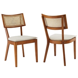 Caledonia Fabric Upholstered Wood Dining Chair Set of 2 - Walnut Beige 