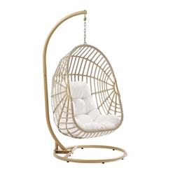 Amalie Wicker Rattan Outdoor Patio Rattan Swing Chair - Natural White 