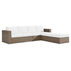 Convene Outdoor Patio Sectional Sofa and Ottoman Set - Cappuccino White 