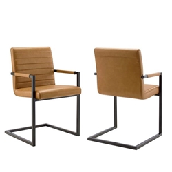 Savoy Vegan Leather Dining Chairs - Set of 2 - Tan 