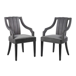 Virtue Performance Velvet Dining Chairs - Set of 2 - Gray 