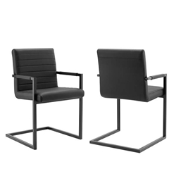 Savoy Vegan Leather Dining Chairs - Set of 2 - Black 