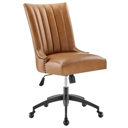 Empower Channel Tufted Vegan Leather Office Chair - Black Tan 