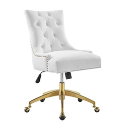 Regent Tufted Performance Velvet Office Chair - Gold White 
