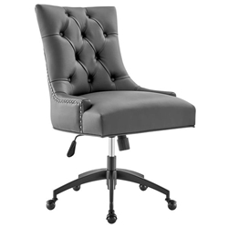 Regent Tufted Vegan Leather Office Chair - Black Gray 