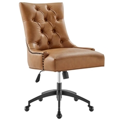 Regent Tufted Vegan Leather Office Chair - Black Tan 