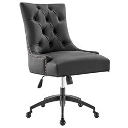 Regent Tufted Vegan Leather Office Chair - Black Black 