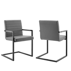 Savoy Vegan Leather Dining Chairs - Set of 2 - Gray 