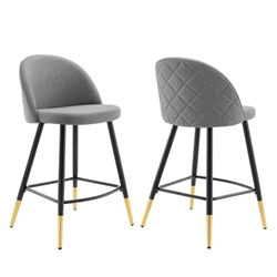 Cordial Fabric Counter Stools - Set of 2 - Light Gray 