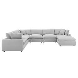 Commix Down Filled Overstuffed 7-Piece Sectional Sofa - Light Gray 