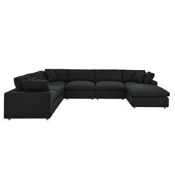 Commix Down Filled Overstuffed 7-Piece Sectional Sofa - Black 