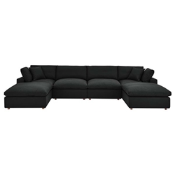 Commix Down Filled Overstuffed 6-Piece Sectional Sofa - Black - Style B 
