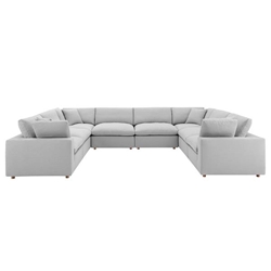 Commix Down Filled Overstuffed 8-Piece Sectional Sofa - Light Gray 