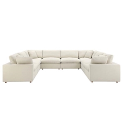 Commix Down Filled Overstuffed 8-Piece Sectional Sofa - Light Beige 