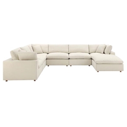Commix Down Filled Overstuffed 7-Piece Sectional Sofa - Light Beige 