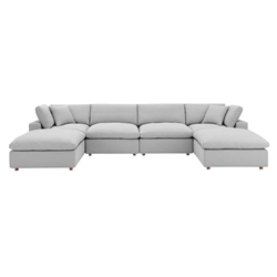 Commix Down Filled Overstuffed 6-Piece Sectional Sofa - Light Gray - Style B 