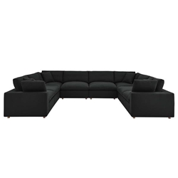 Commix Down Filled Overstuffed 8-Piece Sectional Sofa - Black 