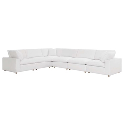 Commix Down Filled Overstuffed 6 Piece Sectional Sofa Set - Pure White 