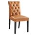 Duchess Button Tufted Vegan Leather Dining Chair - Tan