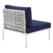Harmony 8-Piece  Sunbrella® Basket Weave Outdoor Patio Aluminum Sectional Sofa Set - Taupe Navy - Style A - MOD12252