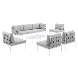 Harmony 8-Piece  Sunbrella® Outdoor Patio All Mesh Sectional Sofa Set - Gray Gray 