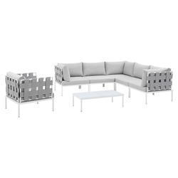 Harmony 7-Piece  Sunbrella® Outdoor Patio Aluminum Sectional Sofa Set - Gray Gray 