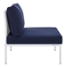 Harmony 8-Piece  Sunbrella® Outdoor Patio Aluminum Sectional Sofa Set - White Navy - Style A - MOD12289
