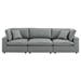 Commix Down Filled Overstuffed Vegan Leather 3-Seater Sofa - Gray - MOD12303